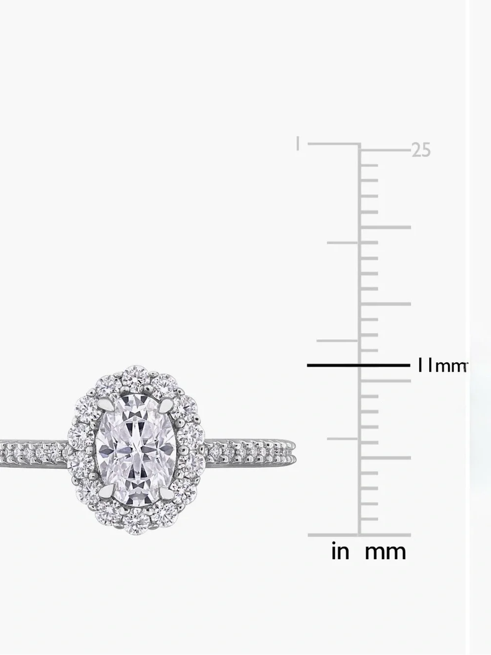 Oval Halo Moissanite Engagement Ring in Sterling Silver